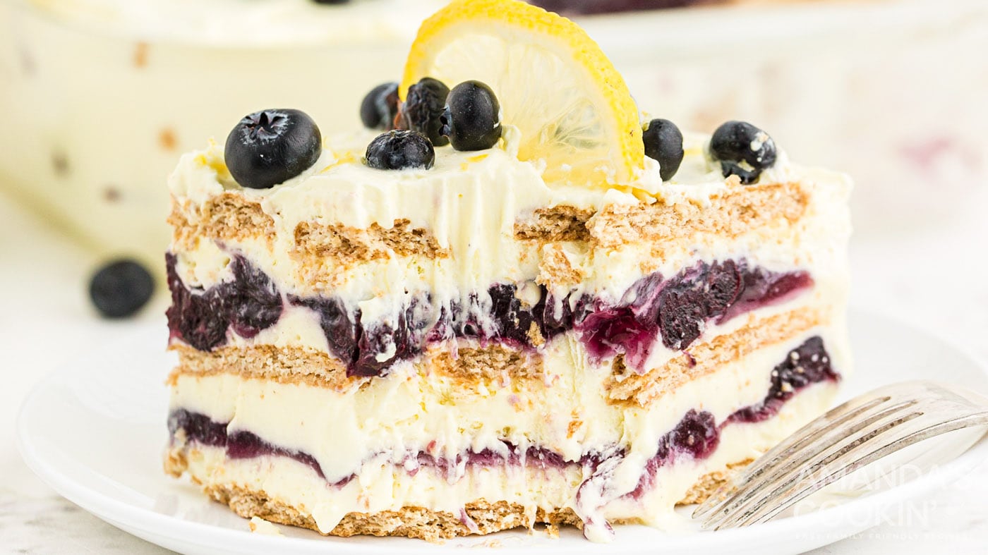 Lemon Blueberry Icebox Cake - Amanda's Cookin' - One Pan Desserts