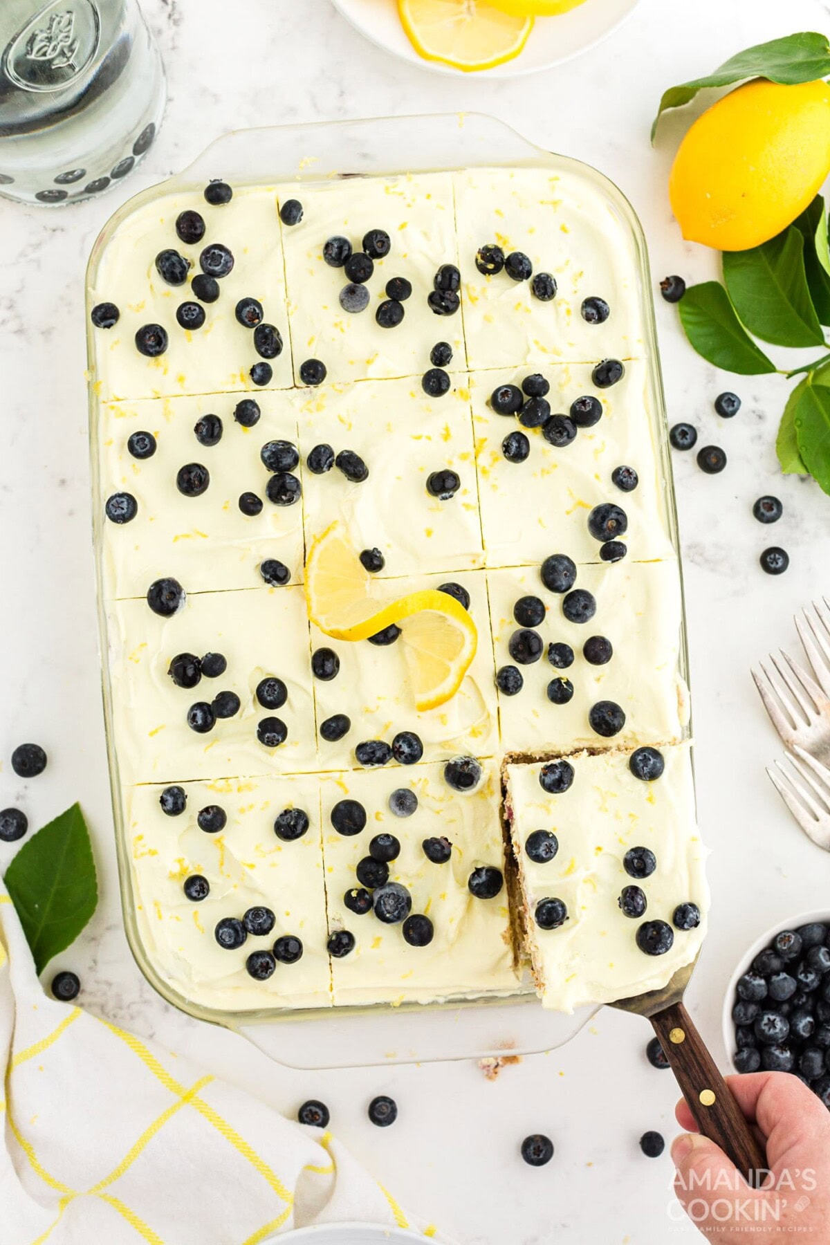 pan of Lemon Blueberry Icebox Cake