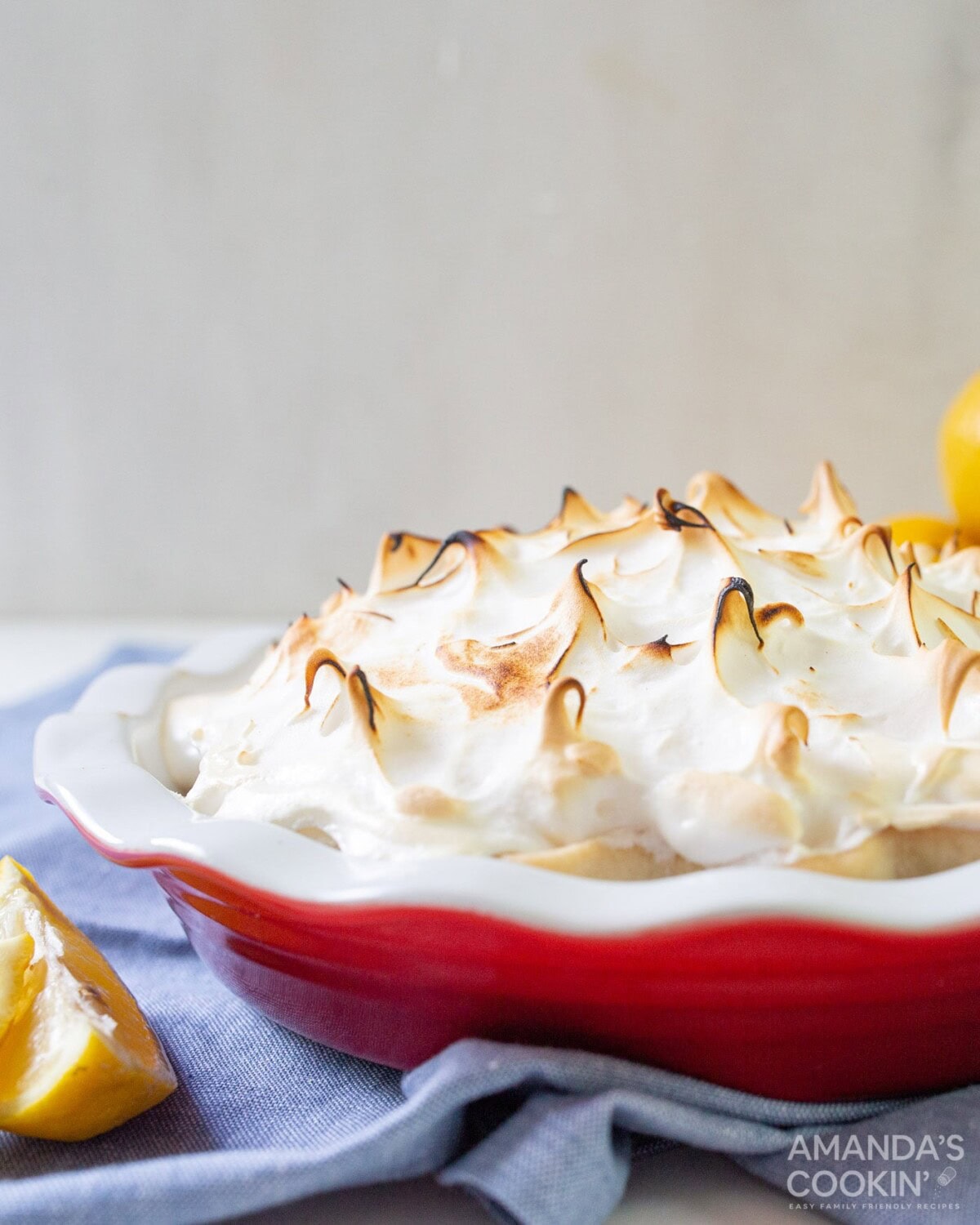 lemon meringue pie with browned swirled tops