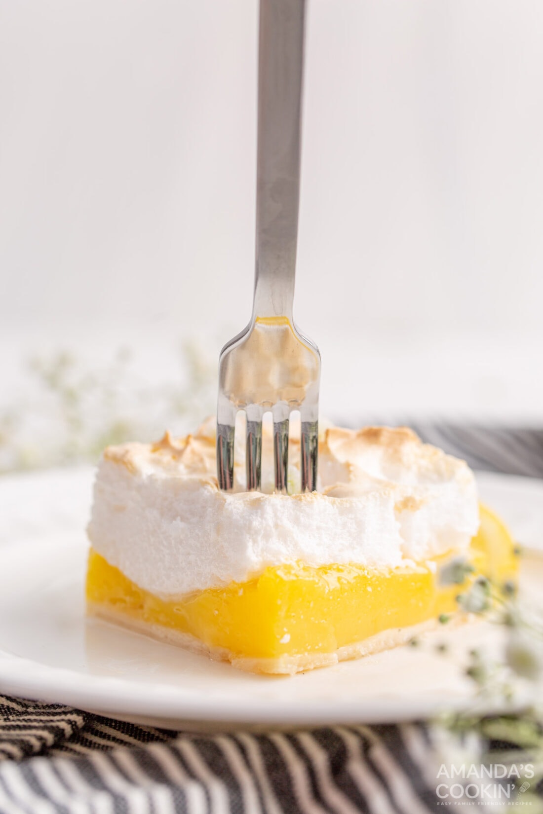 fork in a Lemon Meringue Pie Bar