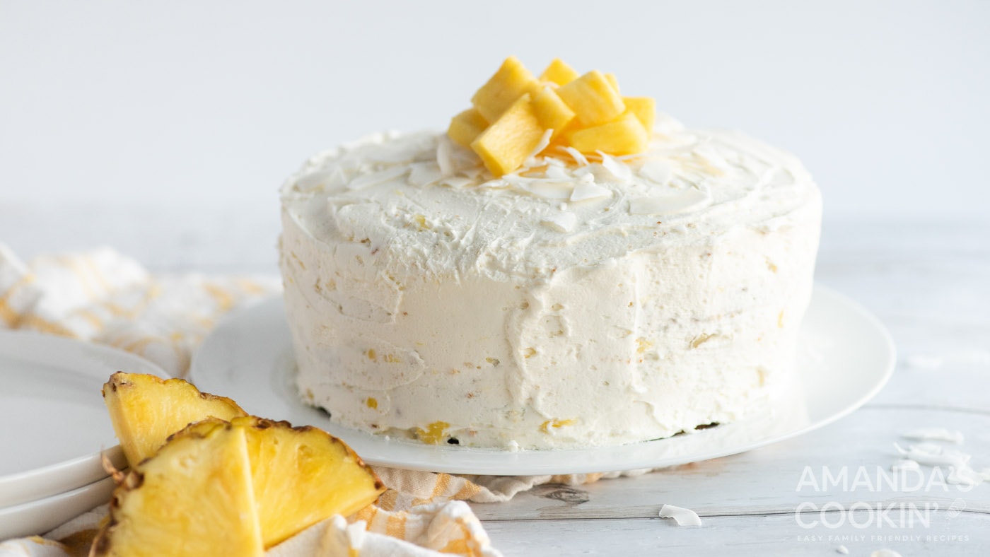 Each layer in this pineapple cake is filled with sweet pineapple and tropical coconut flavor. Every 