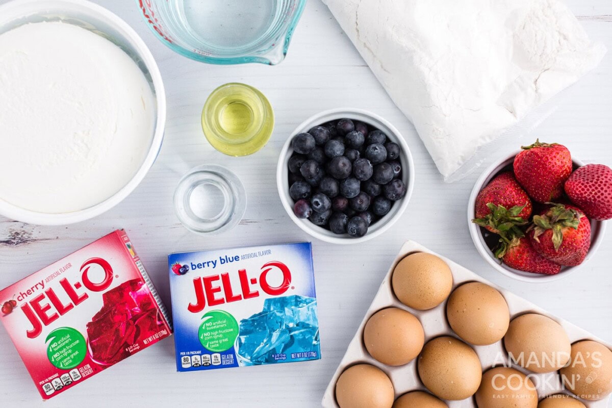 ingredients you need for patriotic american flag poke cake