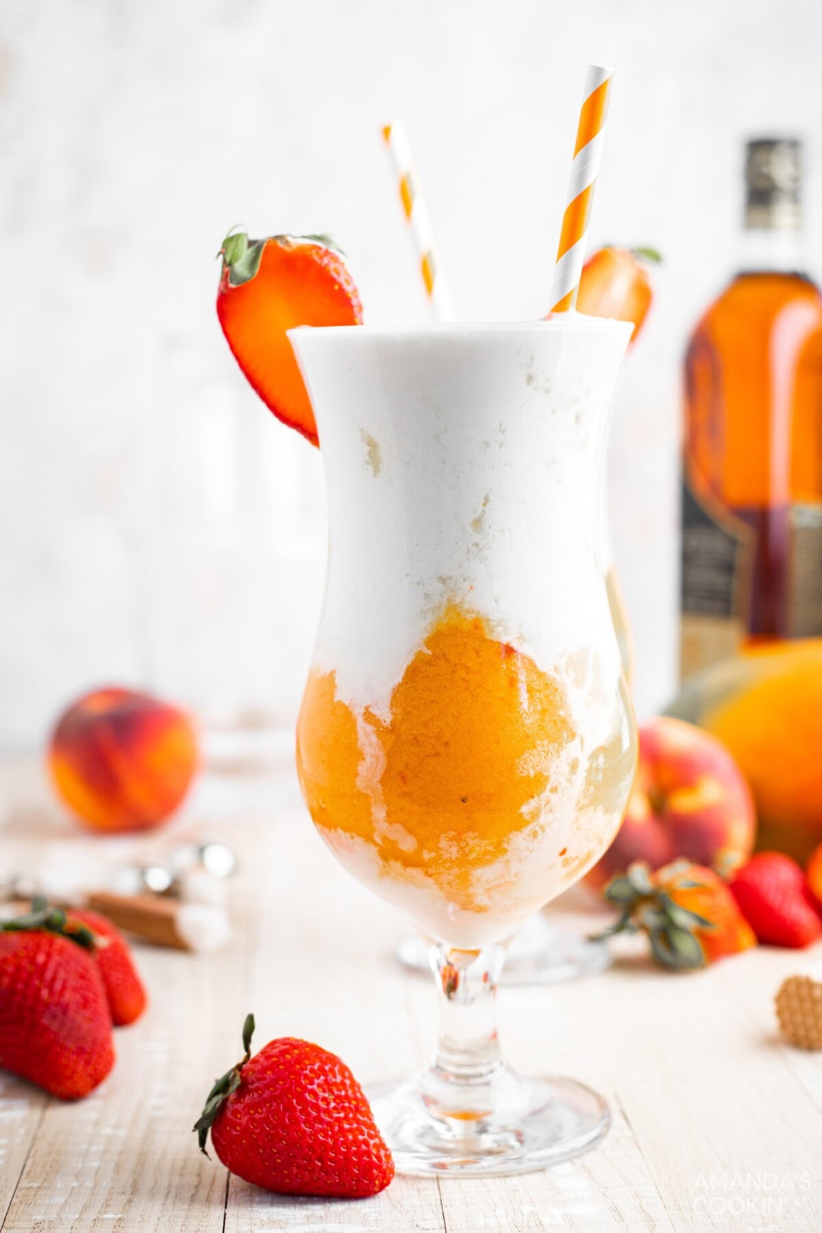 Tropical Rum Slush with straws