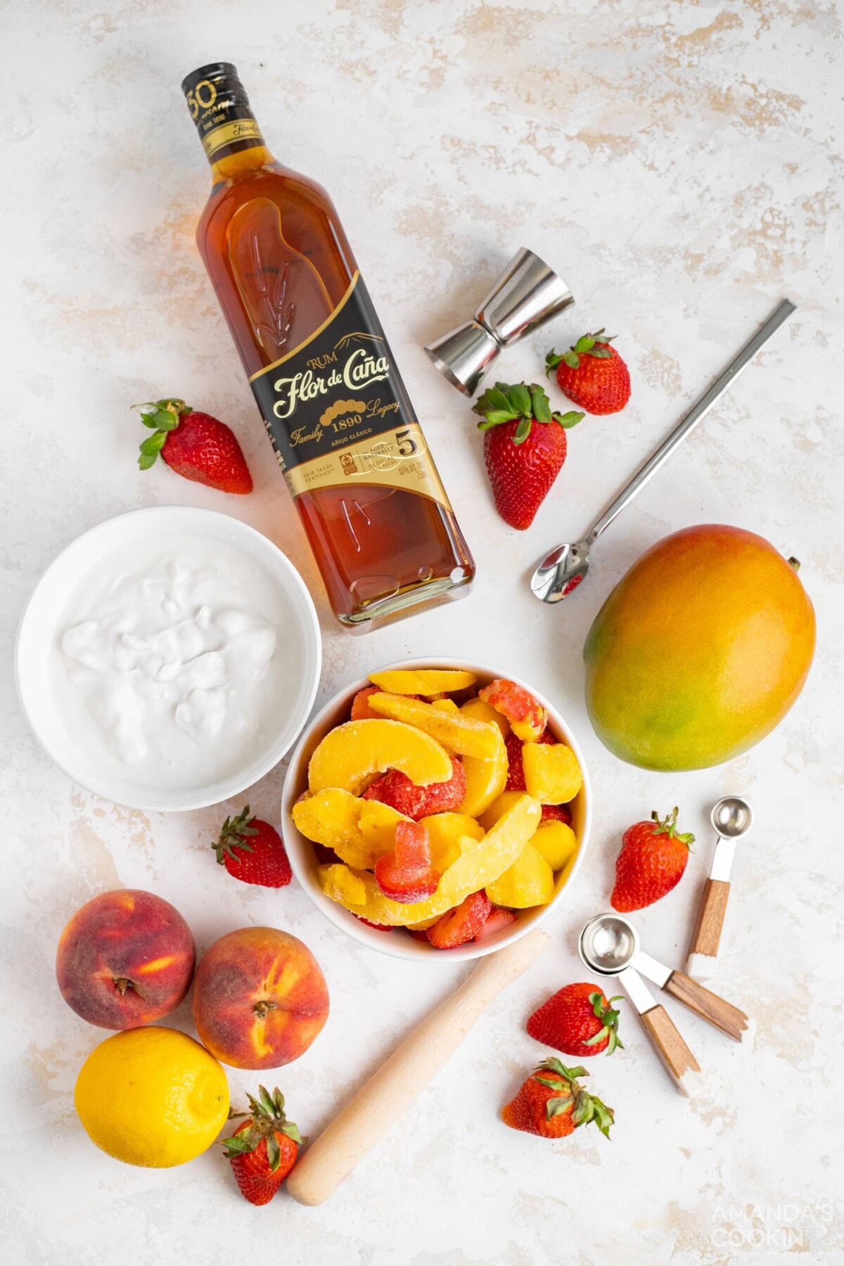 ingredients for Tropical Rum Slush