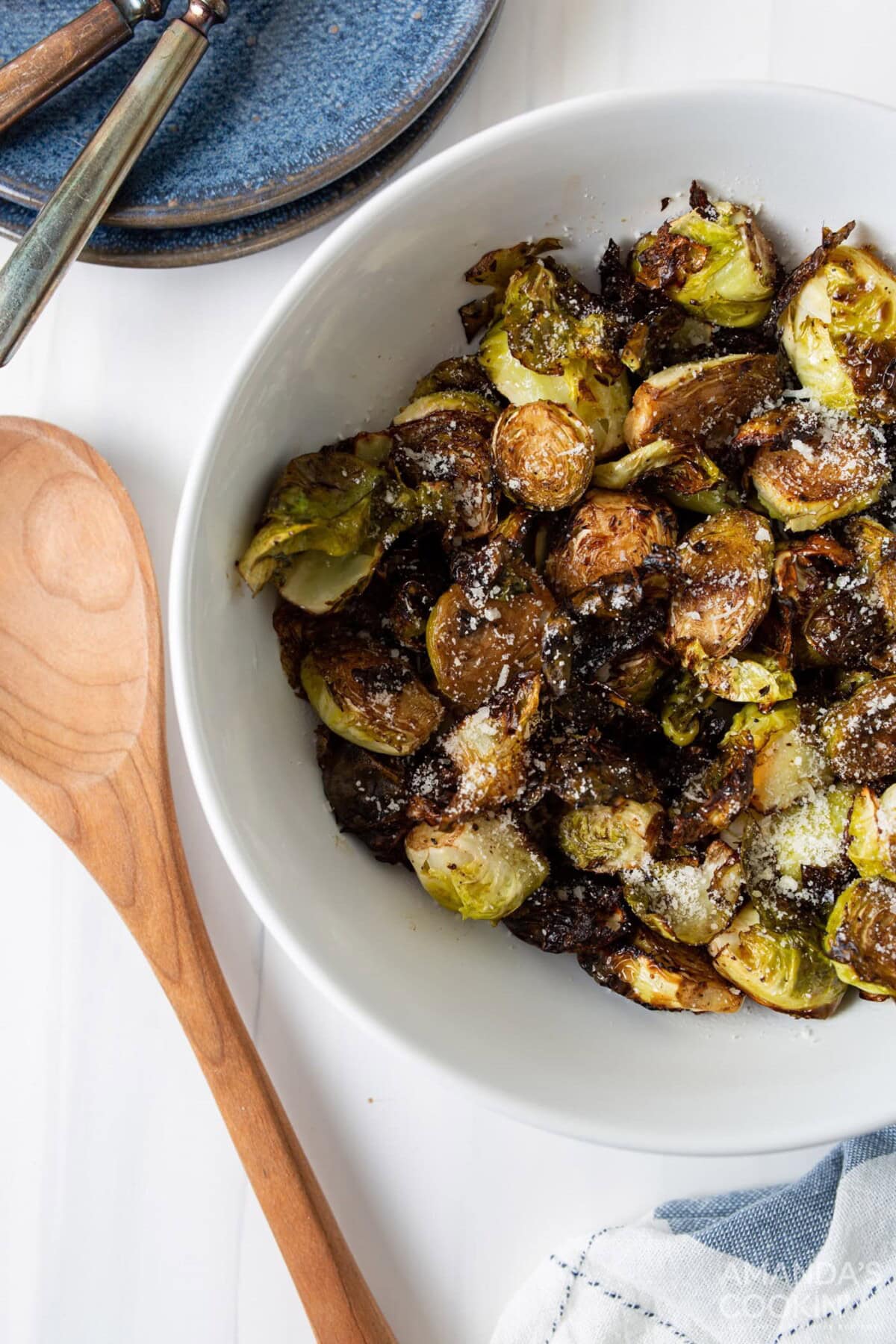 bowl of Air Fryer Brussels Sprouts