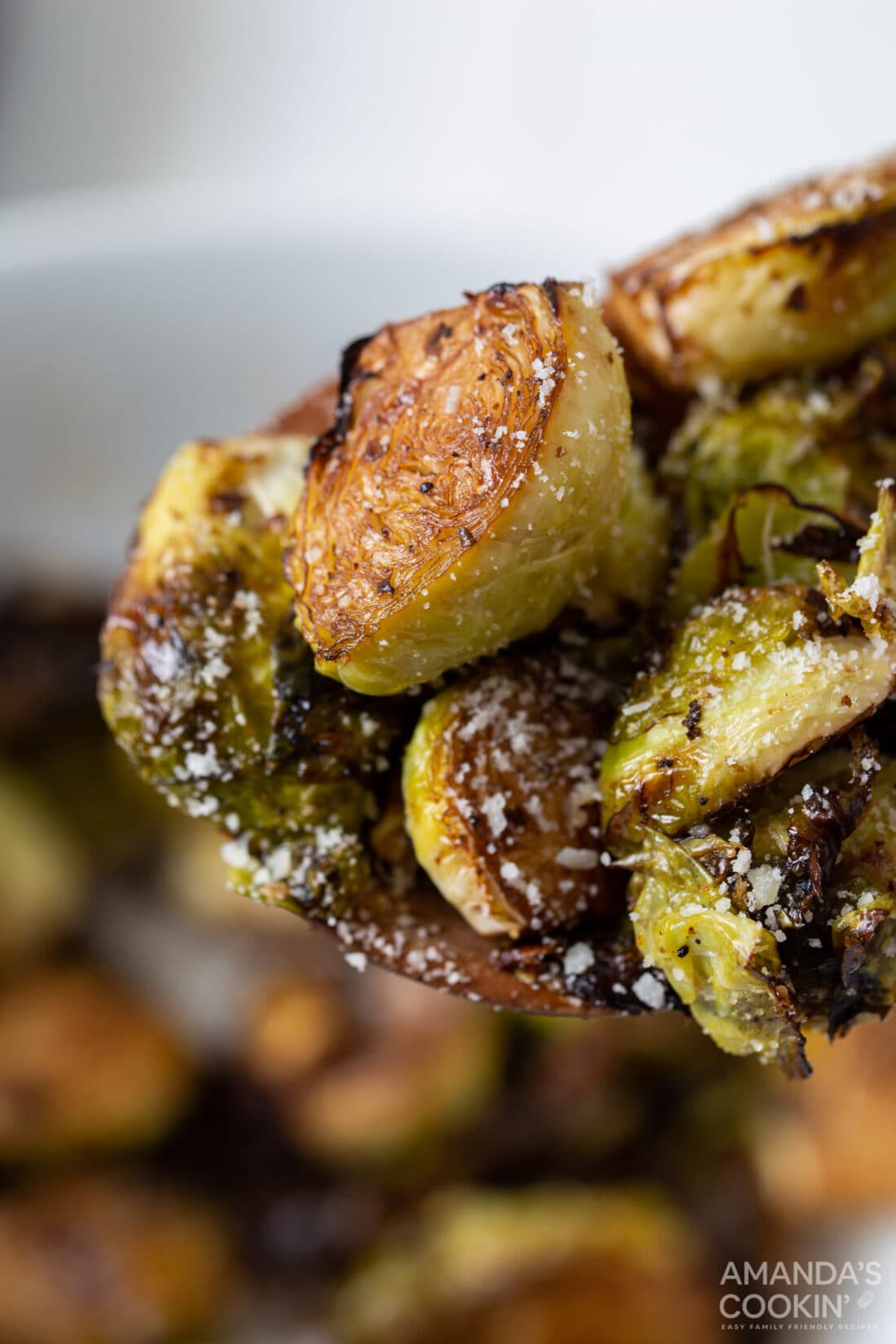 close up of Air Fryer Brussels Sprouts