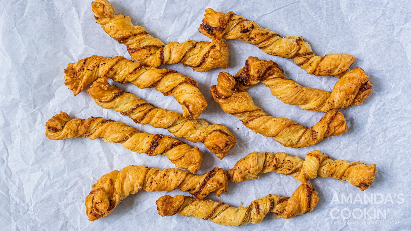These savory garlic parmesan twists are baked to a delicate golden brown in the air fryer. Perfect a