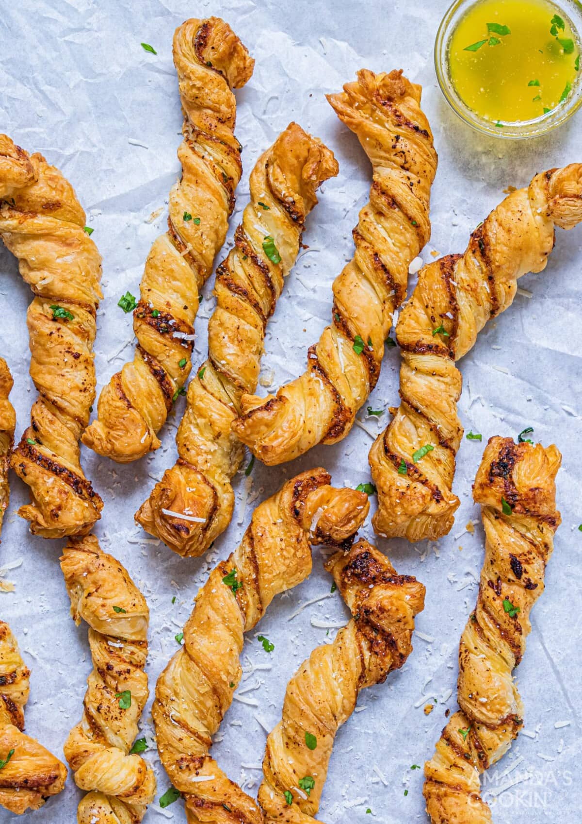 Air Fryer Garlic Parmesan Bread Twists