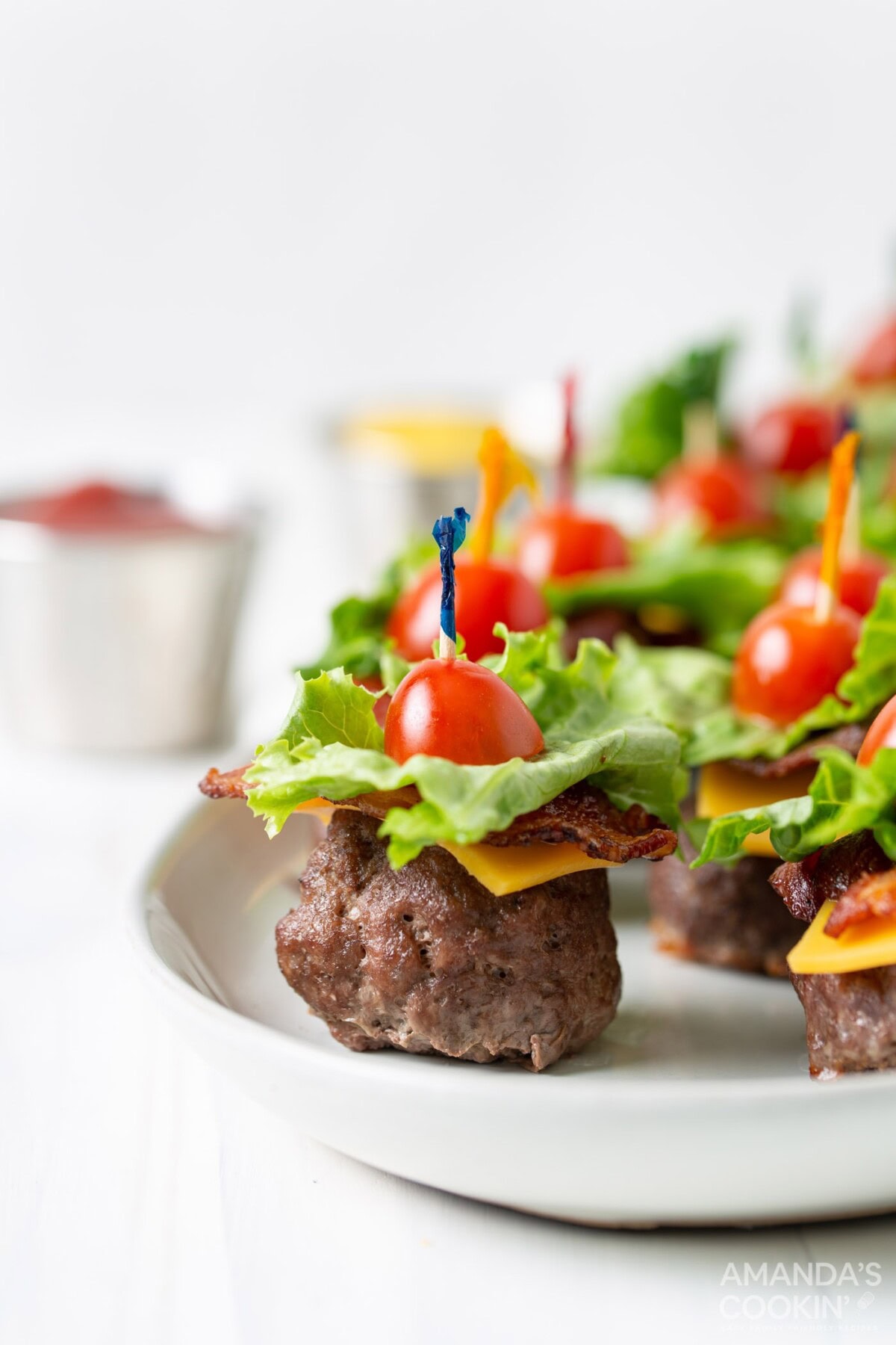 plate of Bacon Cheeseburger Meatballs