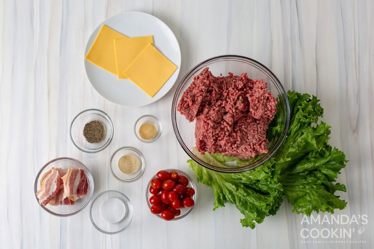 ingredients for Bacon Cheeseburger Meatballs