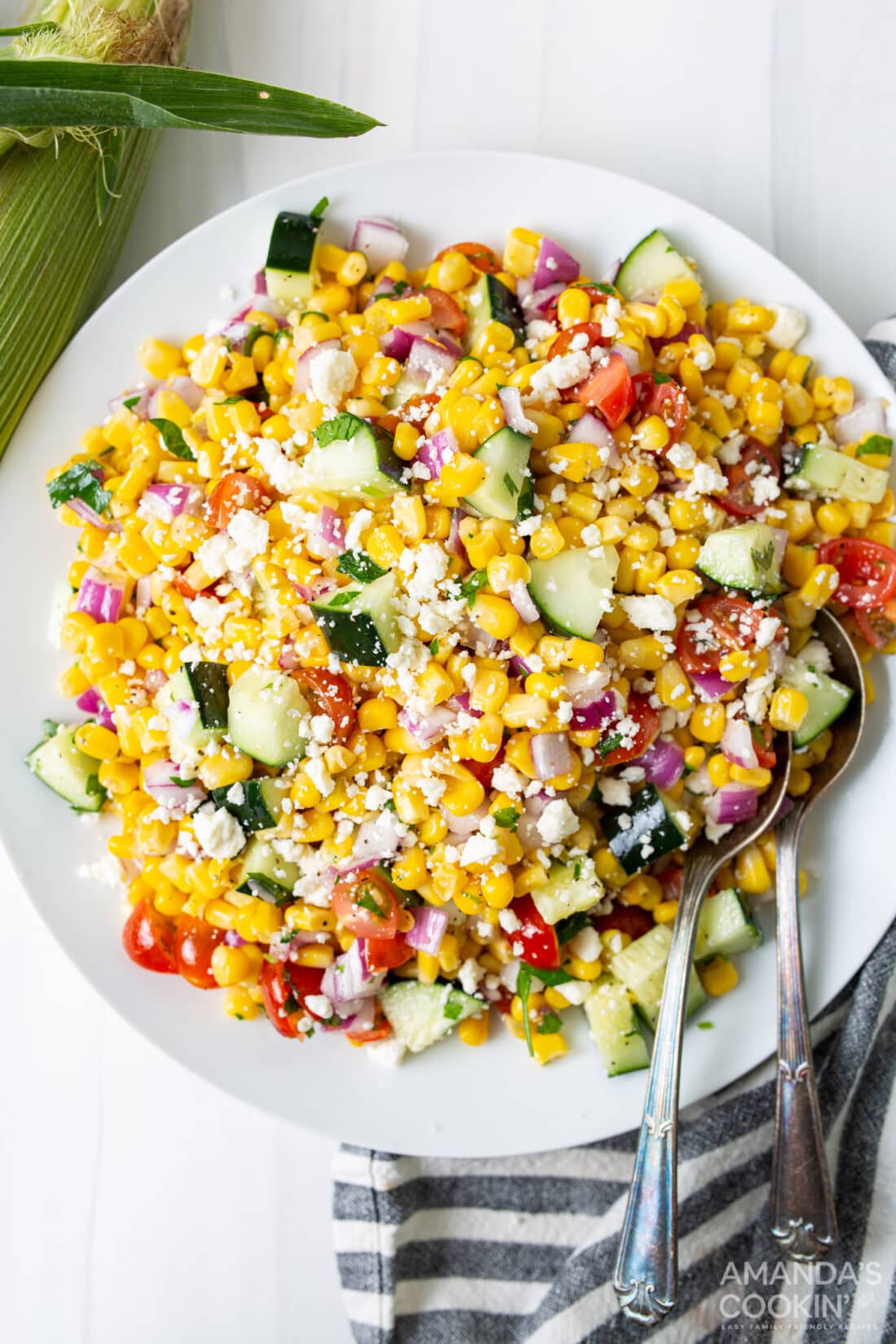 plate of corn salad