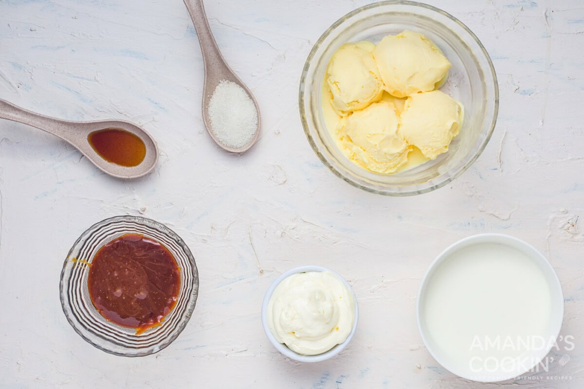 ingredients for salted caramel milkshake