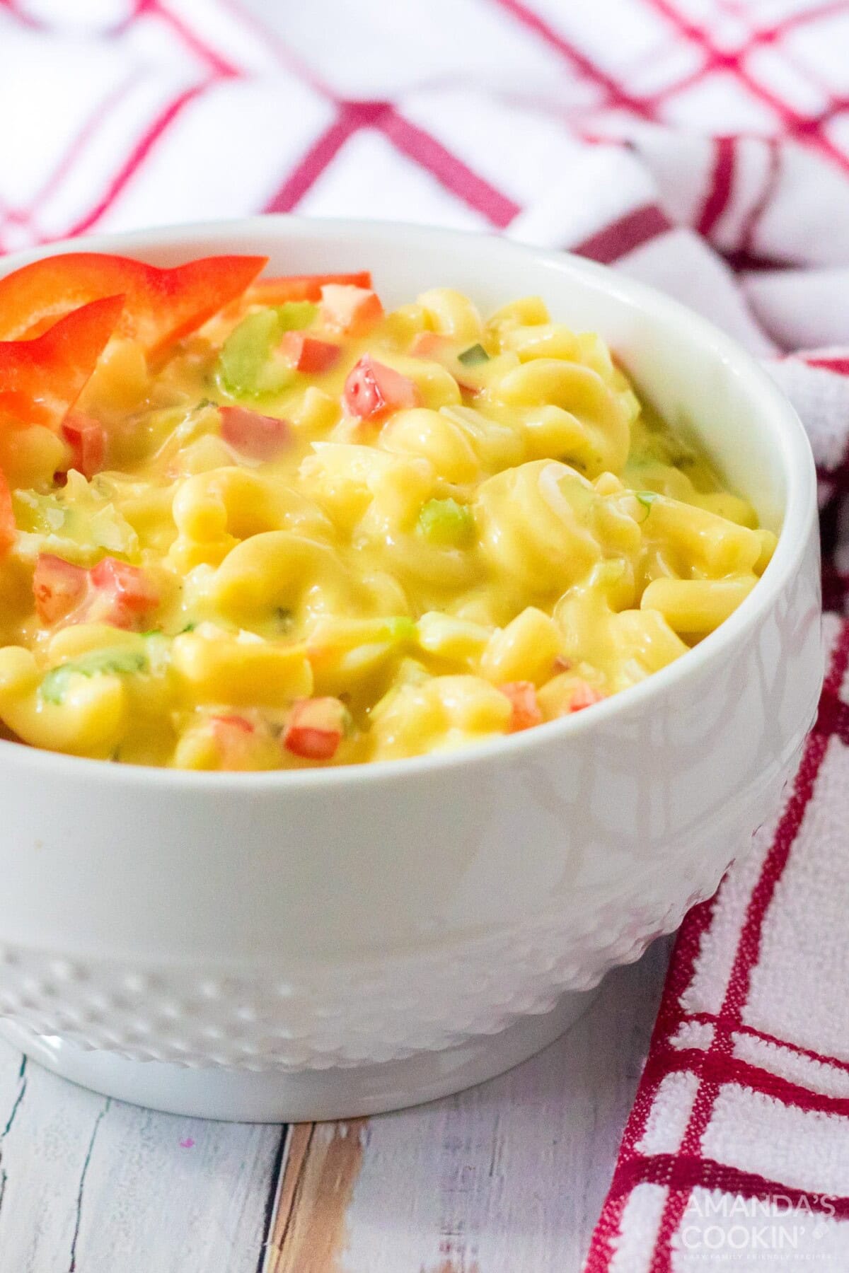 small bowl of Amish Macaroni Salad