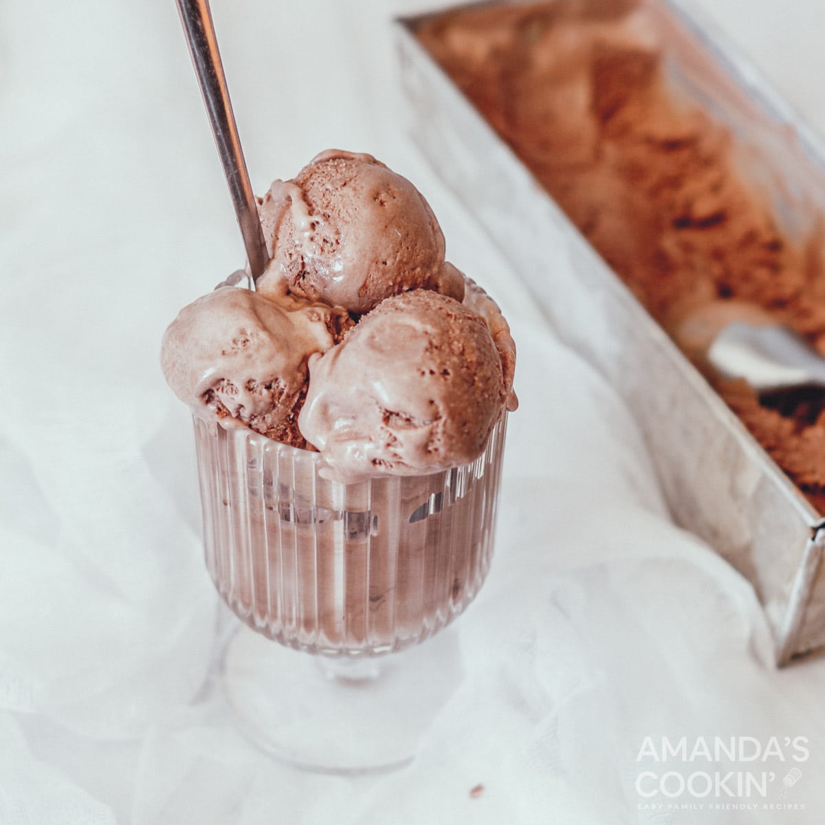 dish of chocolate ice cream
