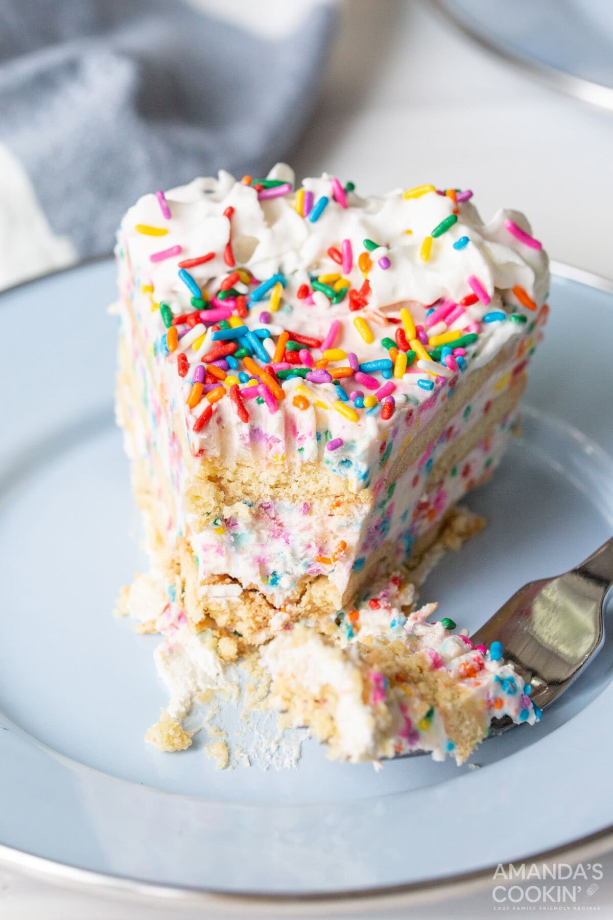 slice of Funfetti Icebox Cake