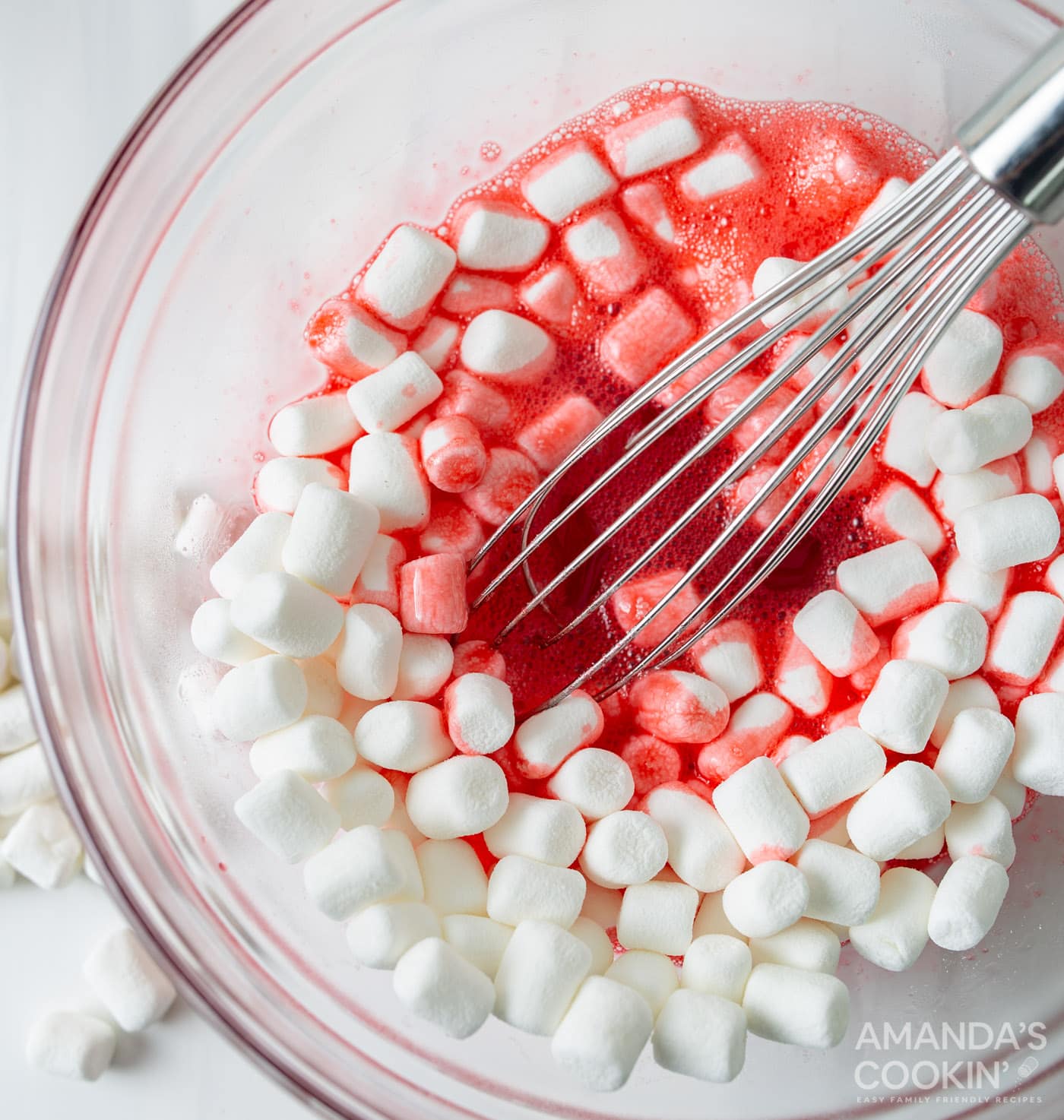 whisking marshmallows with jello
