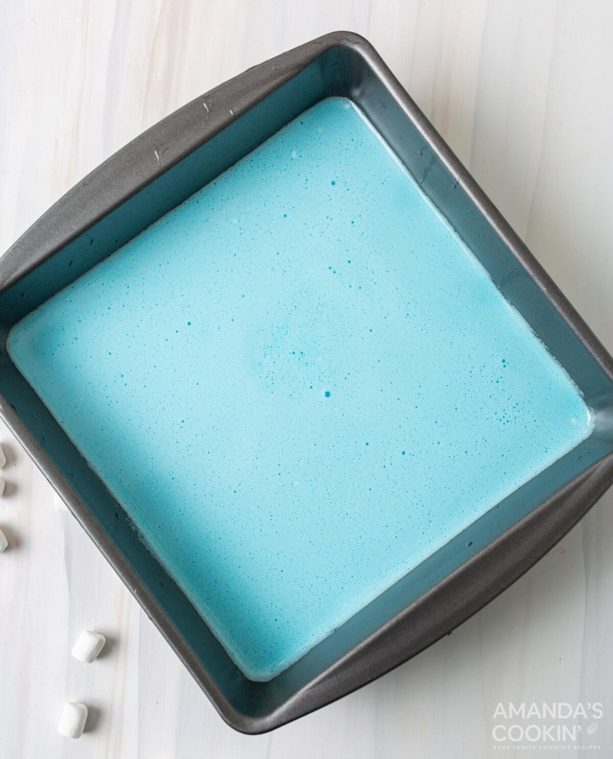 blue jello and marshmallow mixture