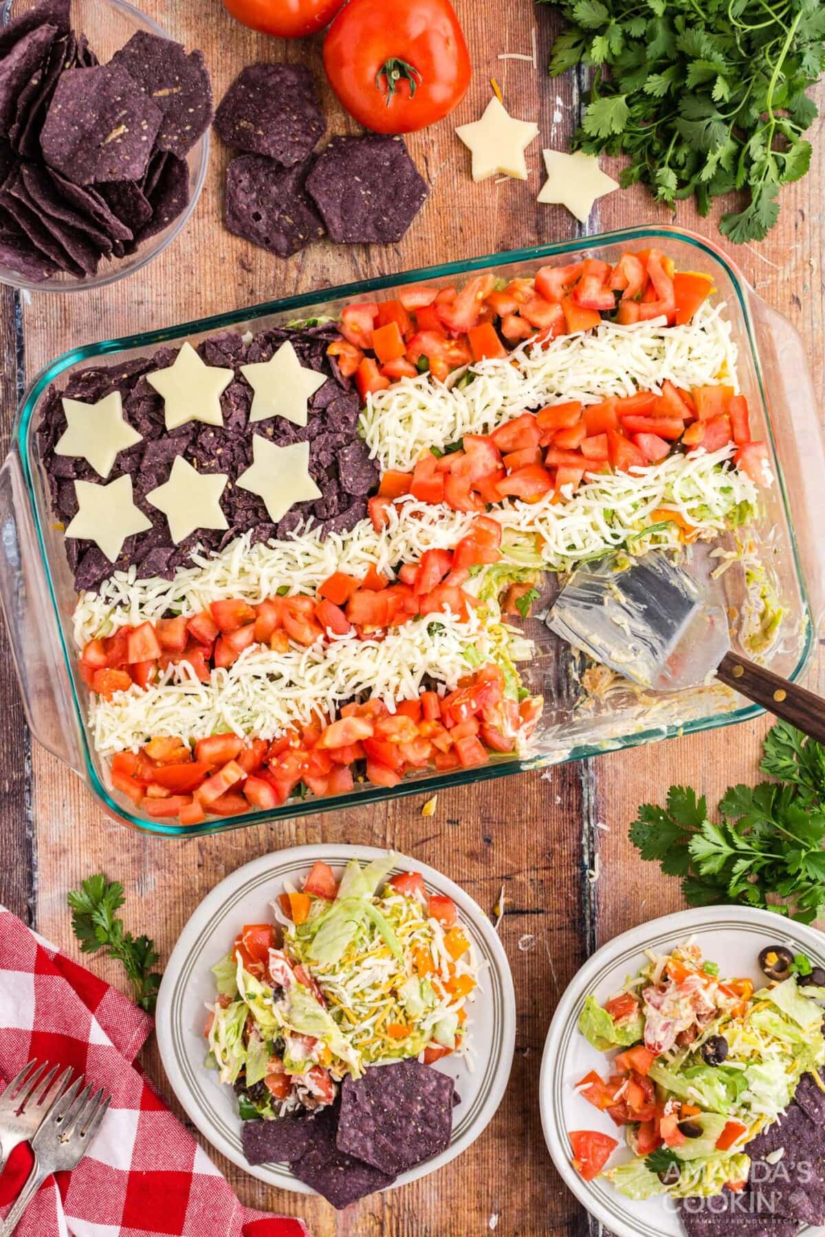 taco salad that looks like american flag