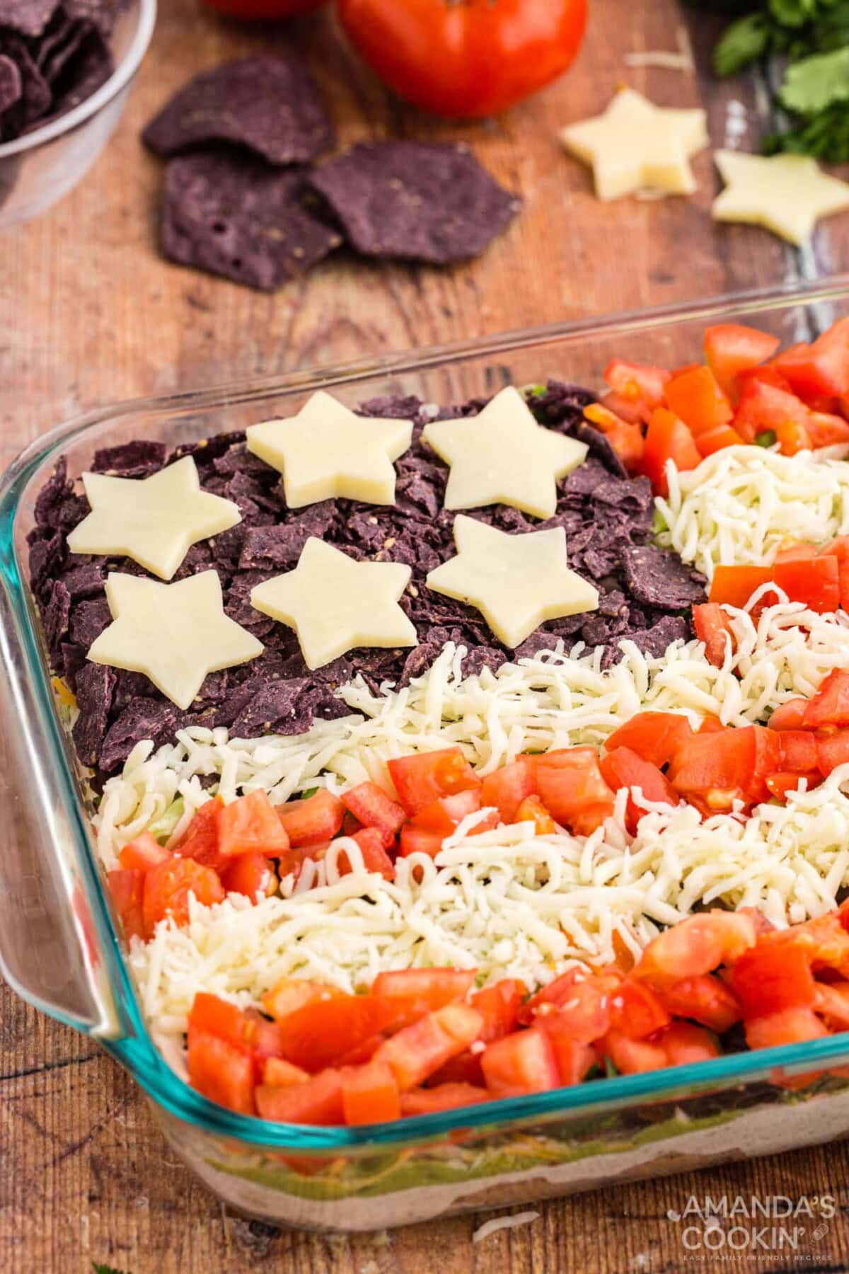 close up taco salad flag