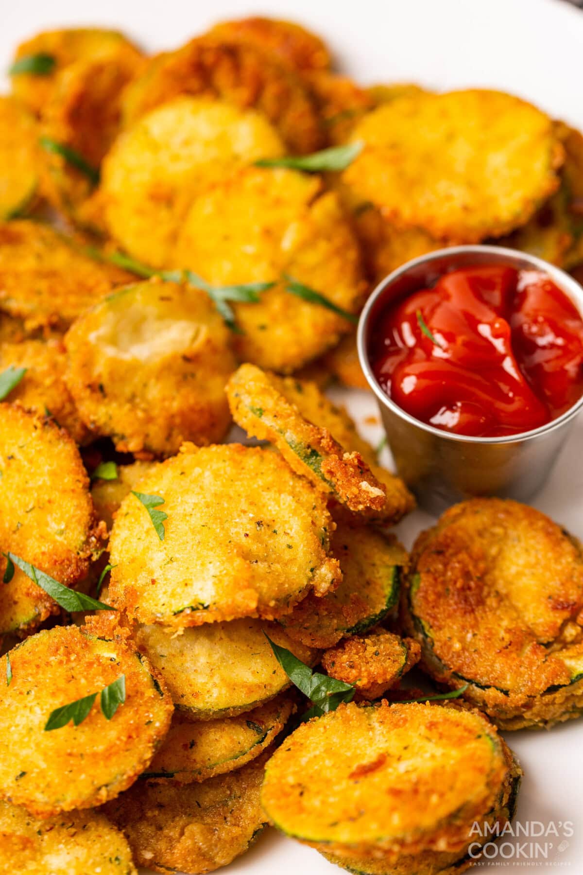 Fried Zucchini with ketchup