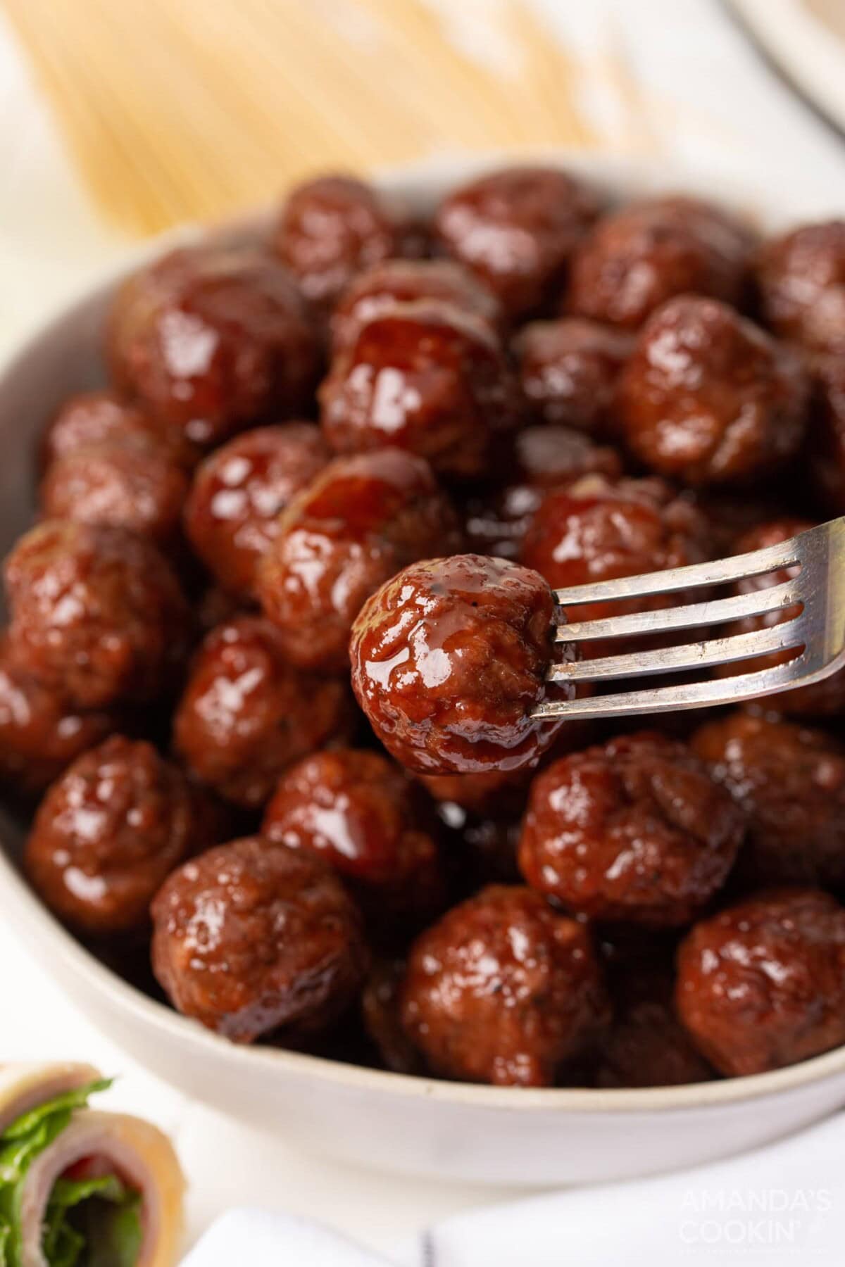 bowl of grape jelly meatballs