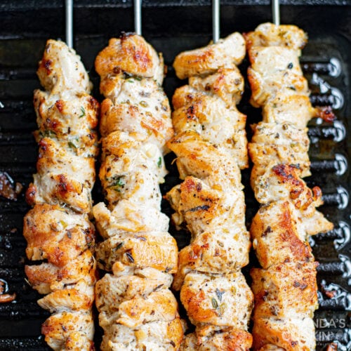 Greek Chicken Kabobs on grill