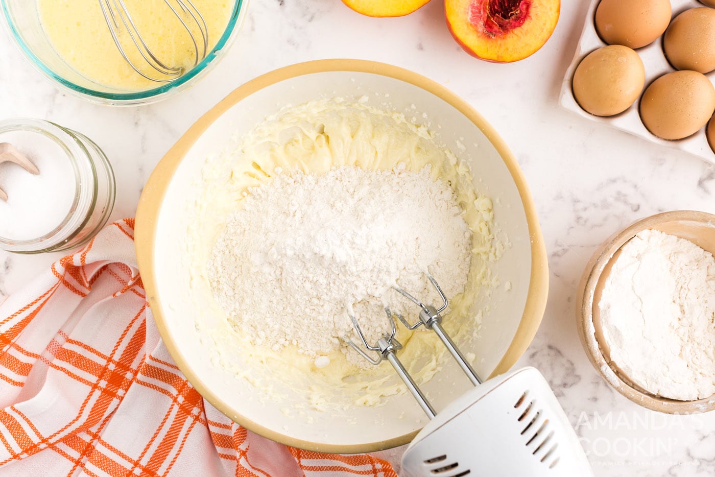 dry ingredients in a bowl for cake batter