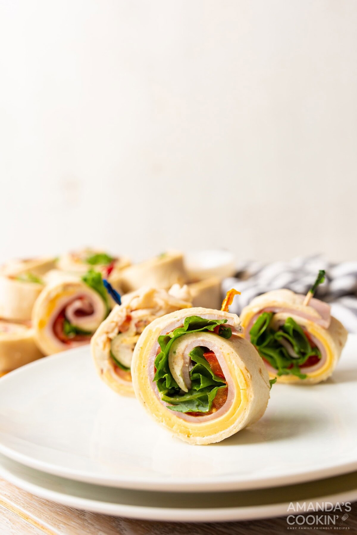 Pinwheel Sandwich appetizers with toothpicks
