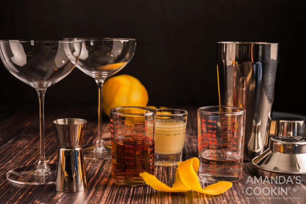 ingredients for making a sidecar cocktail