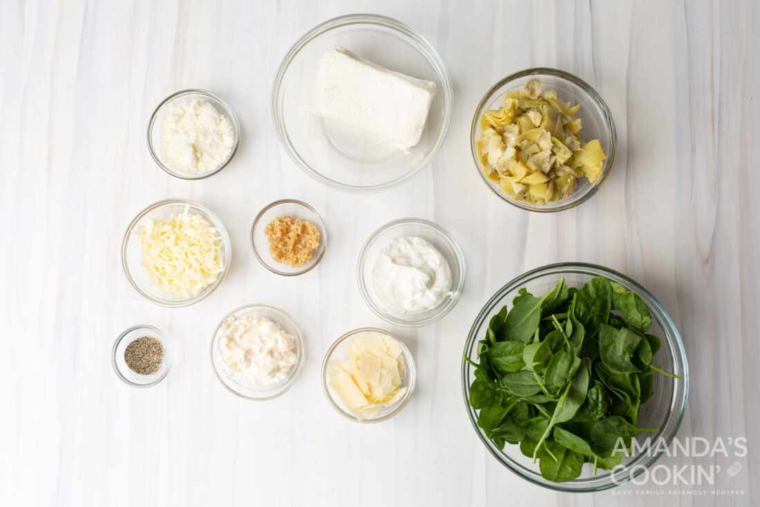 ingredients for Spinach Artichoke Dip