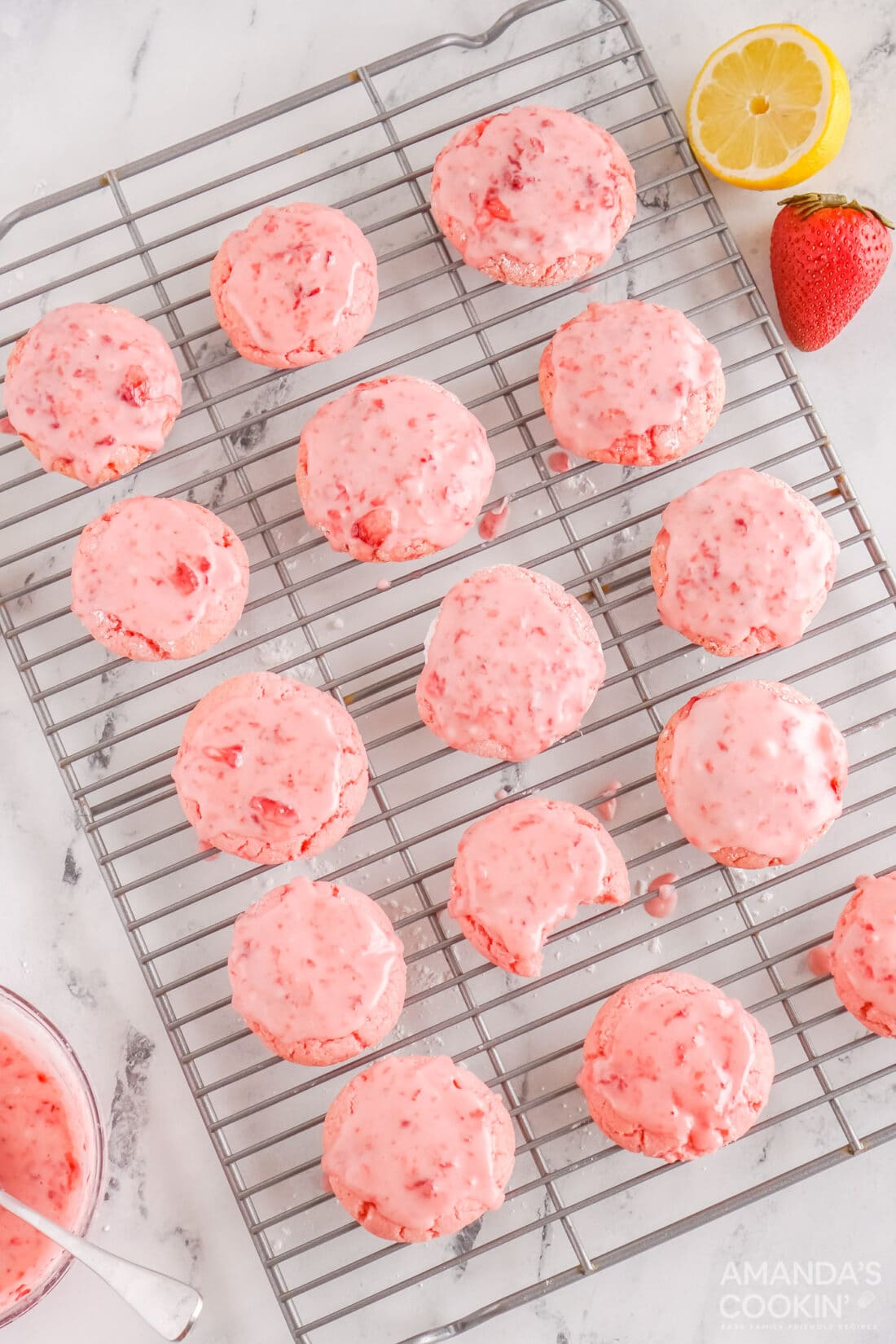 wire rack of Strawberry Cookies