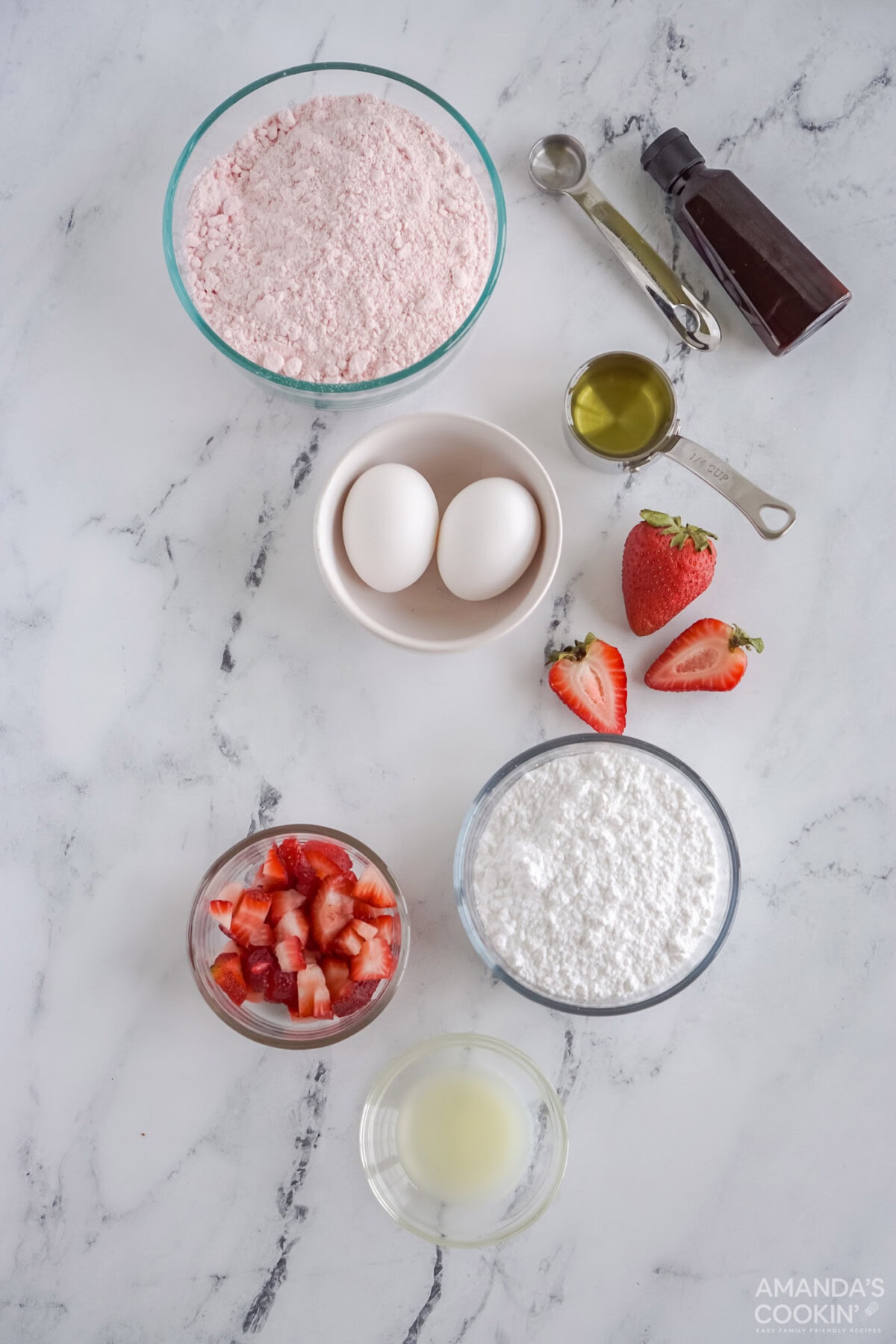 ingredients for Strawberry Cake Mix Cookies