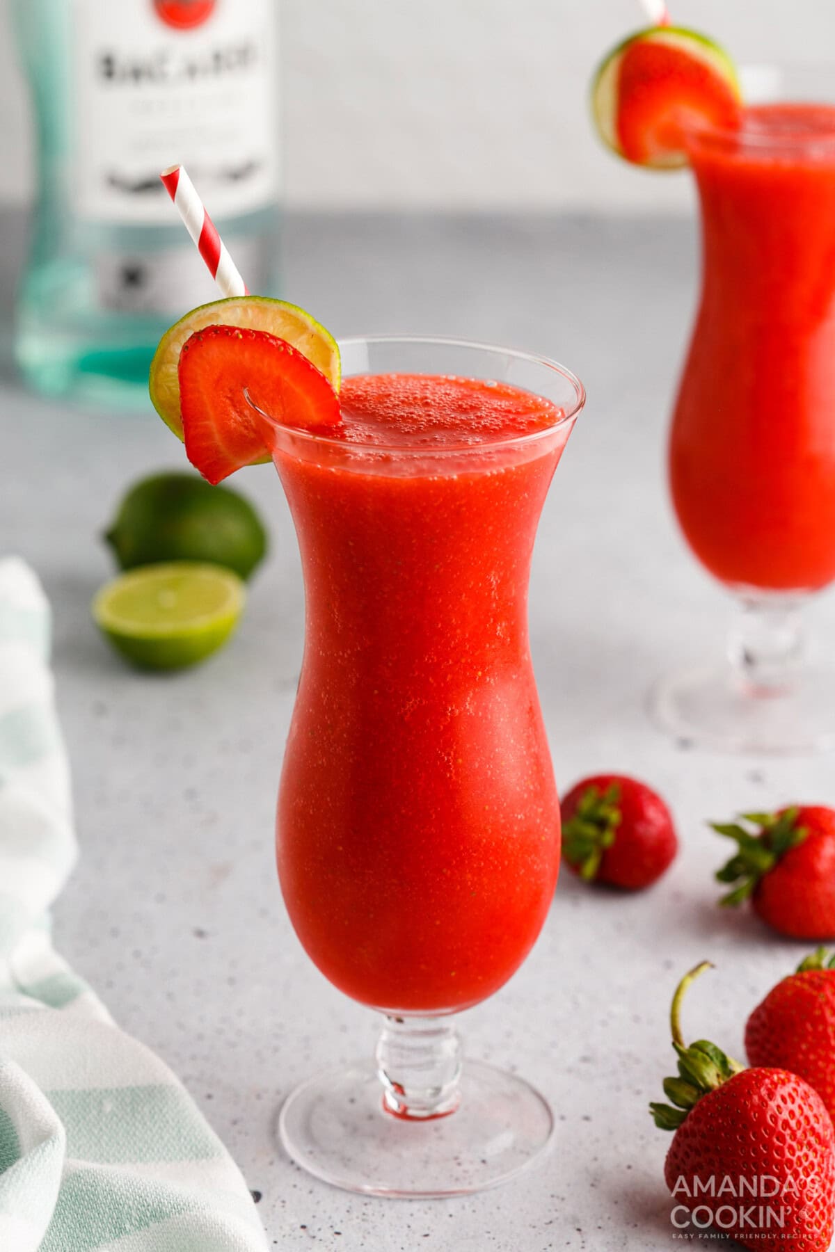 Strawberry Daiquiri in a hurricane glass