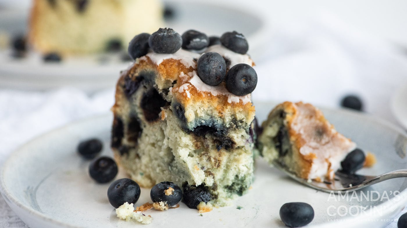 A dense yet incredibly moist cake speckled with fresh blueberries is seriously hard to resist, and i