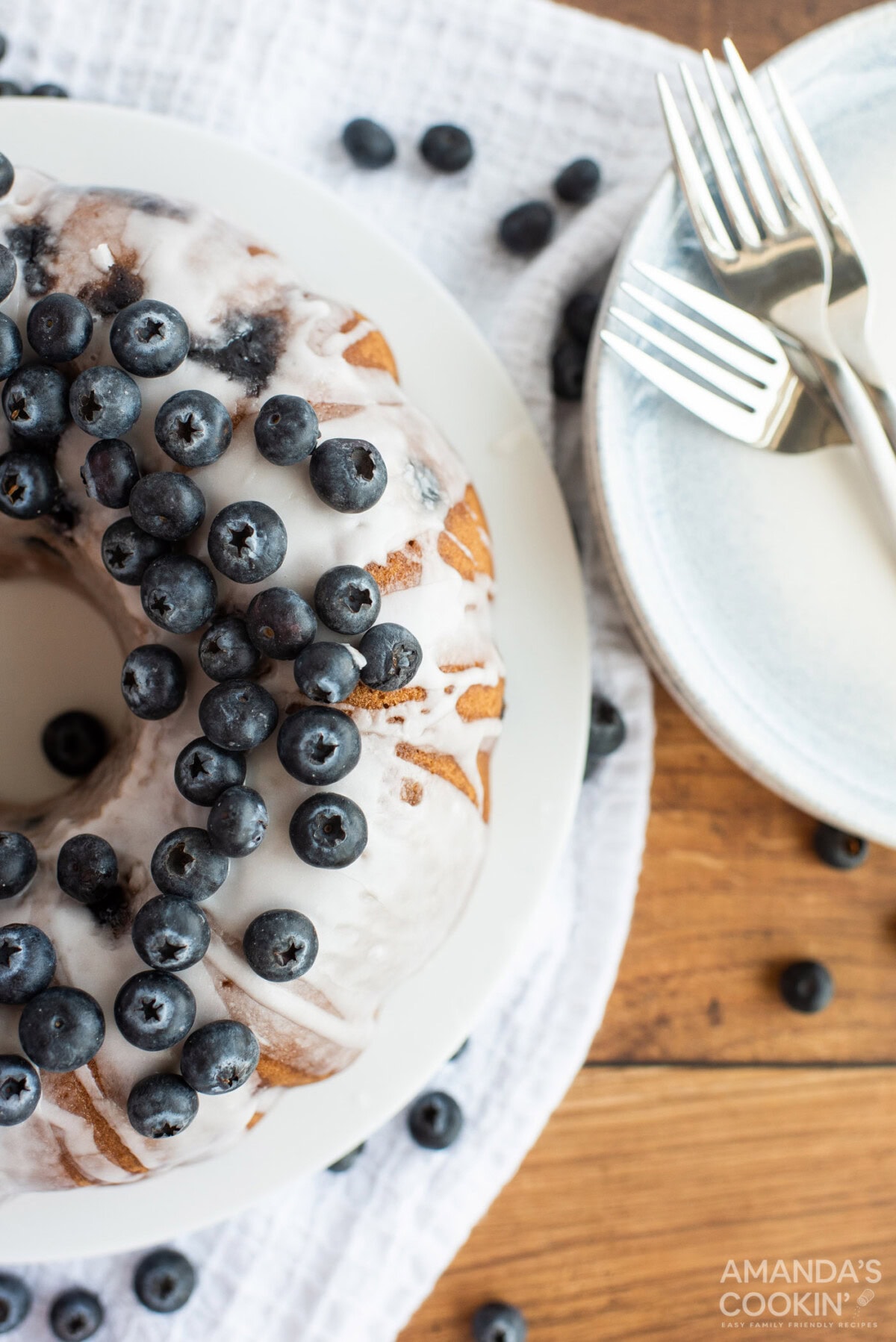 overhead photo of Blueberry Bundt Cake