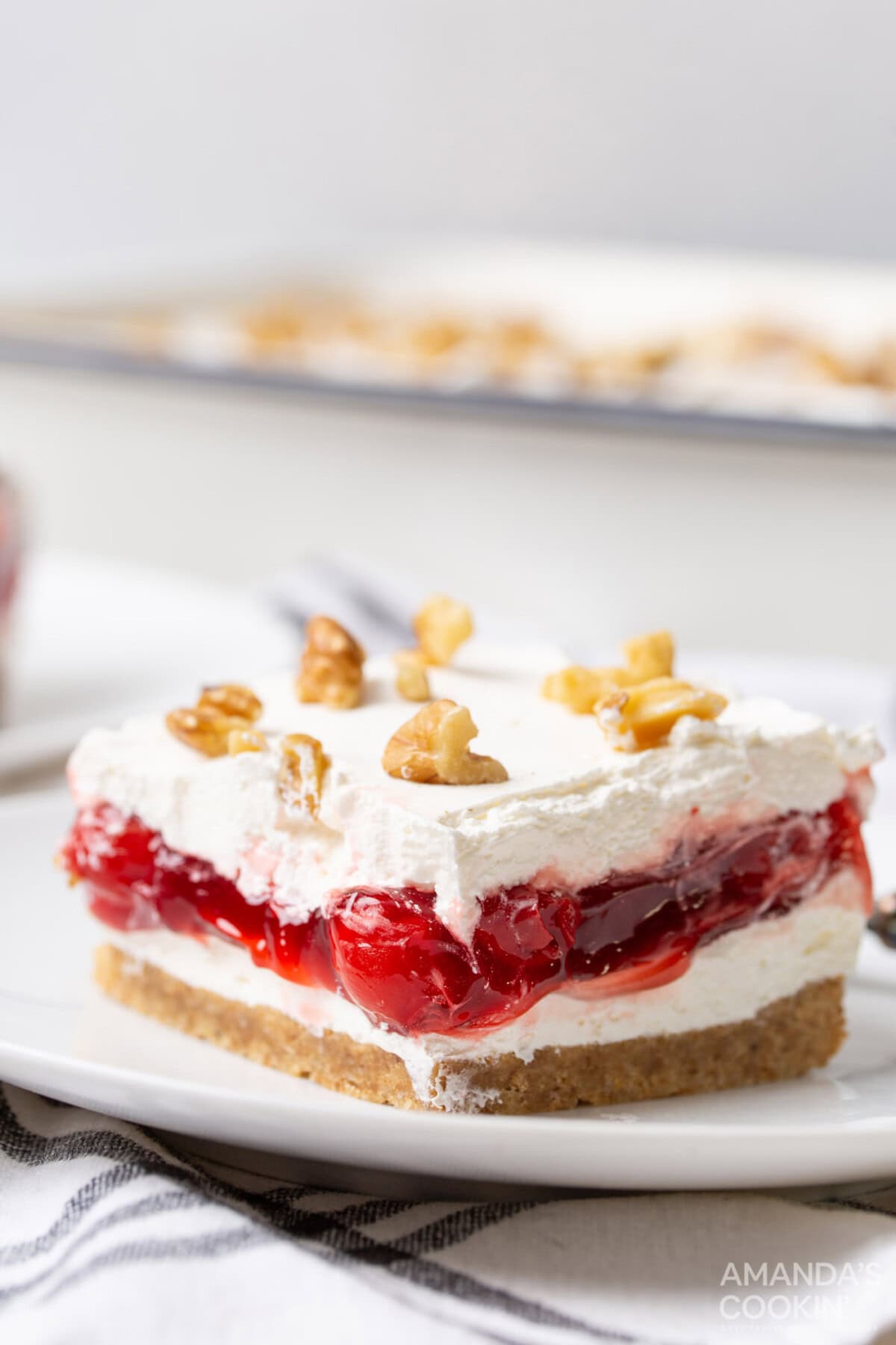 slice of cherry lush dessert