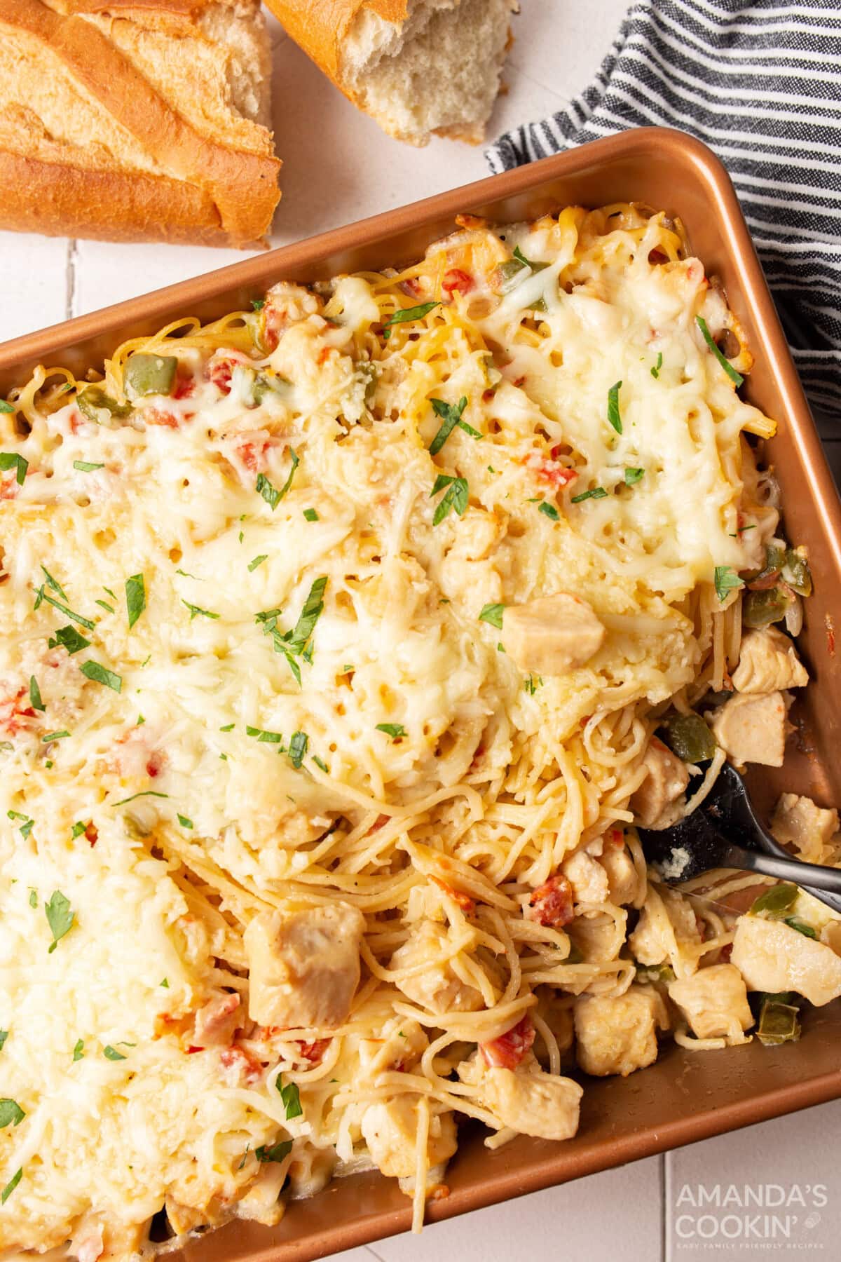 pan of chicken spaghetti
