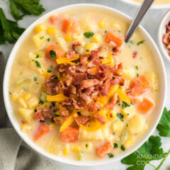 bow of Corn Chowder with bacon