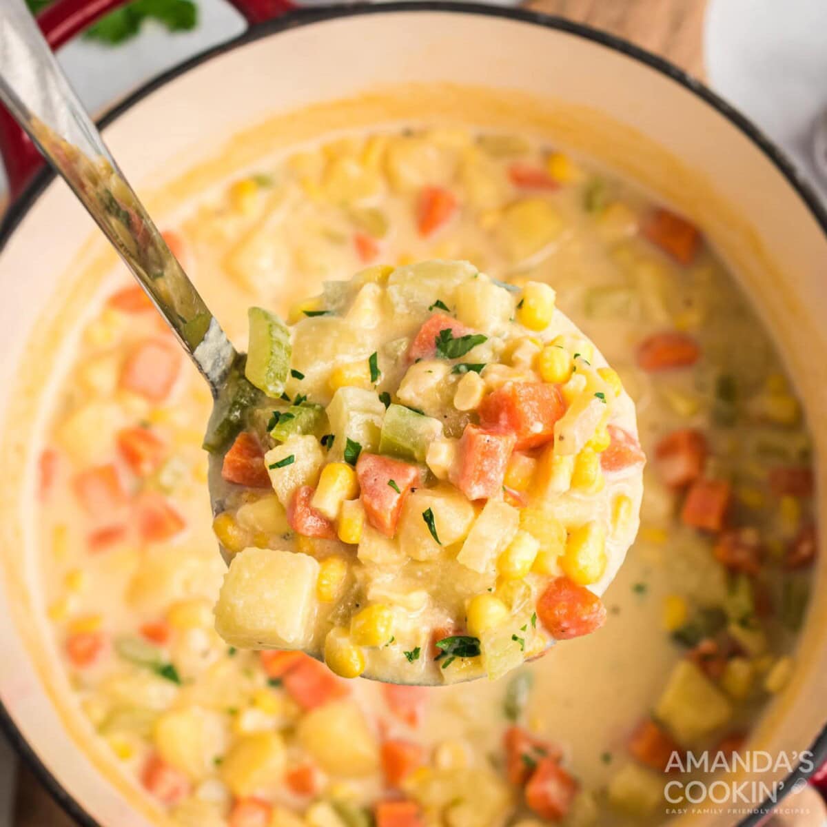 ladle full of Corn Chowder