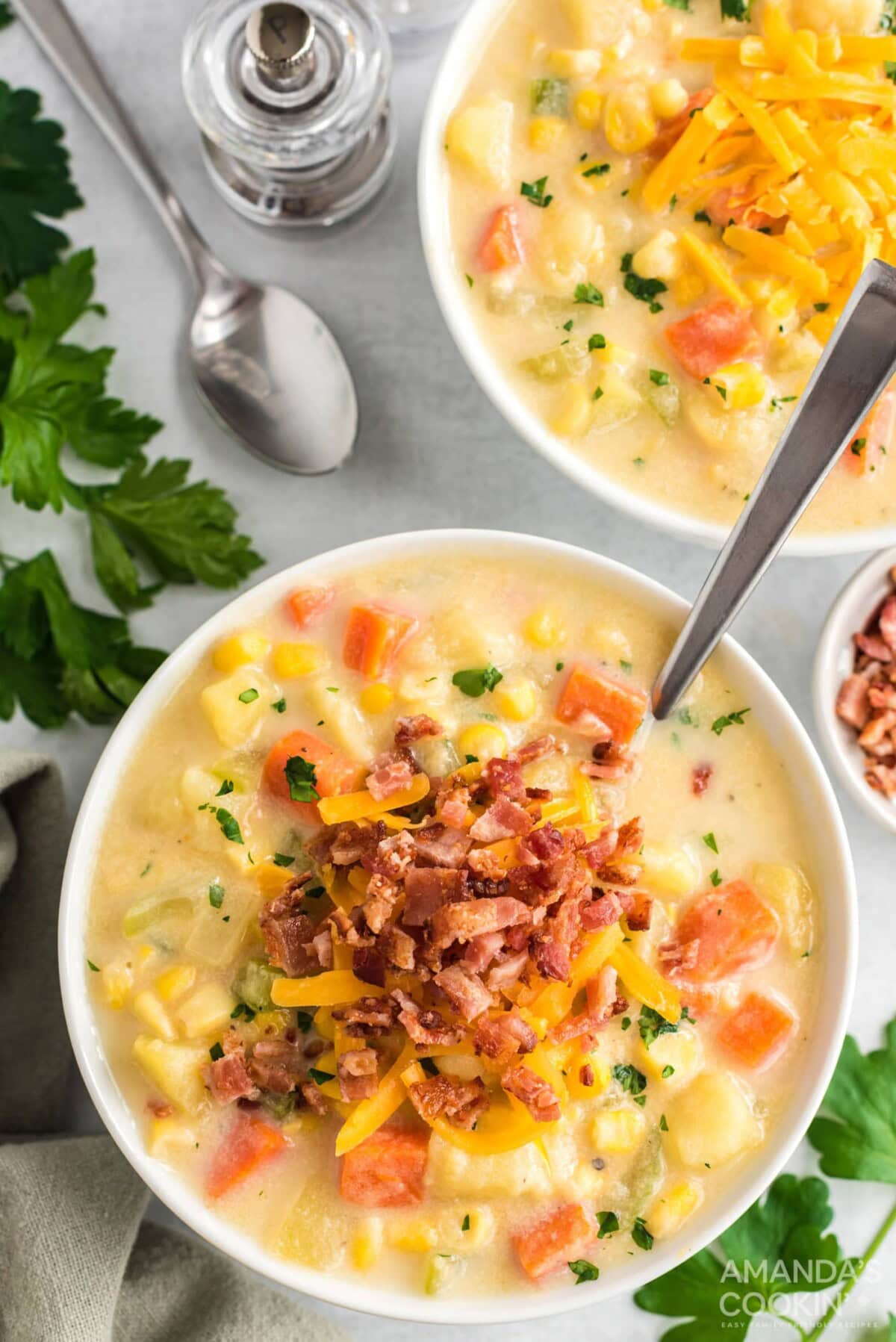 bowl of simple corn chowder