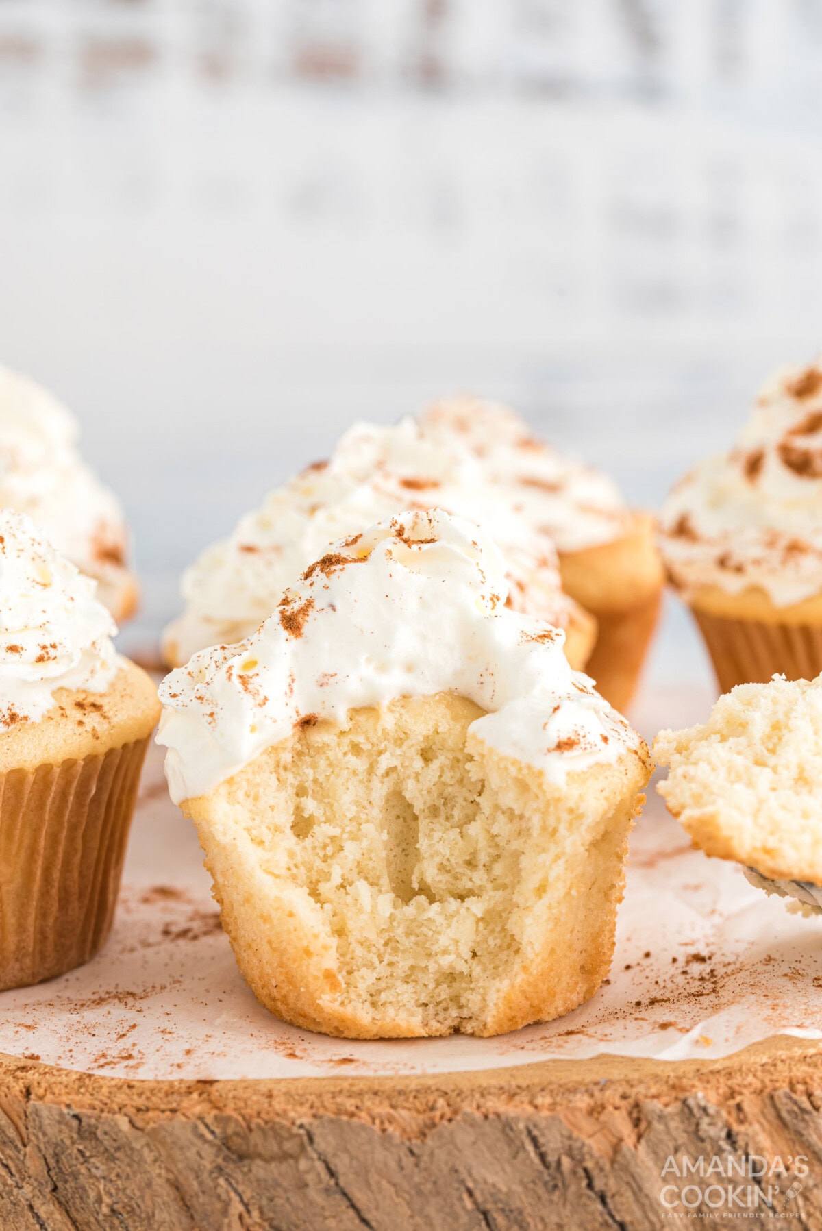 apple pie cupcake with bite out of it