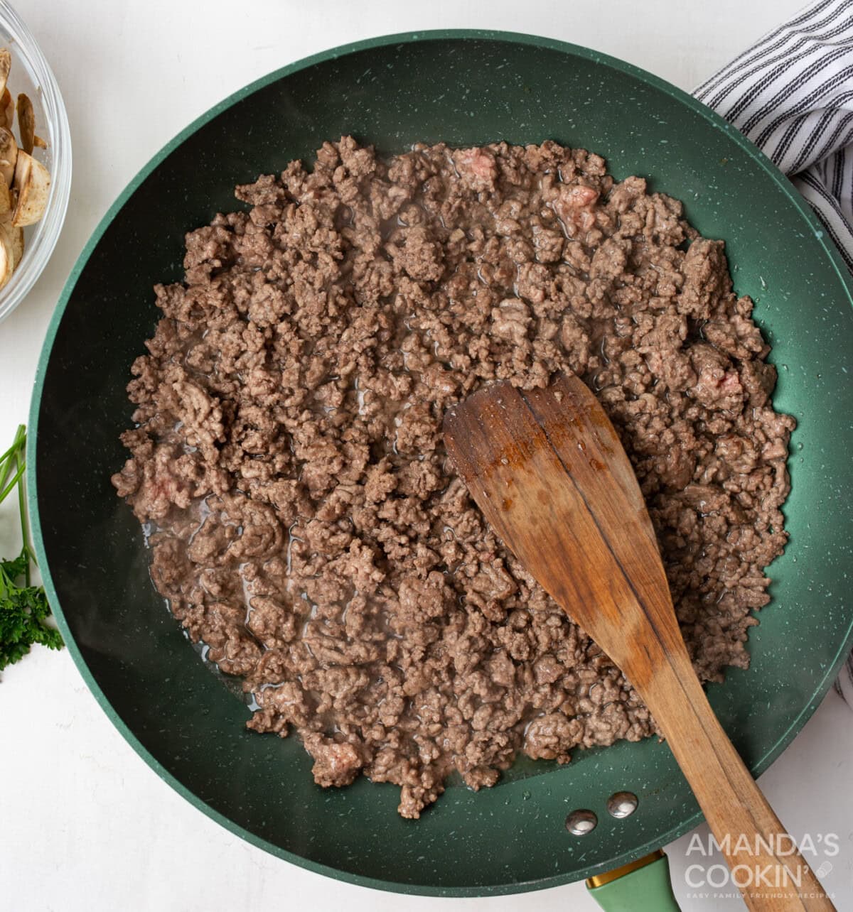 ground beef in a skillet