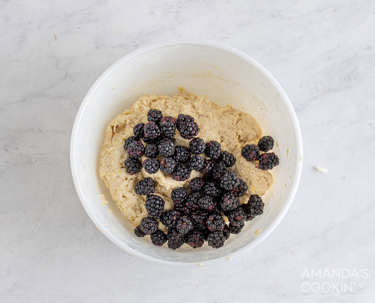 blackberries in scone dough