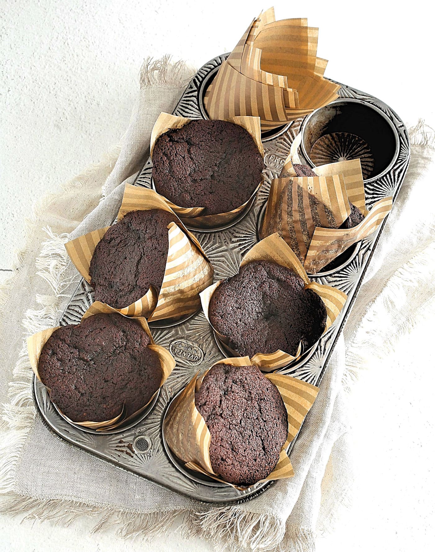 chocolate cupcakes in a muffin pan