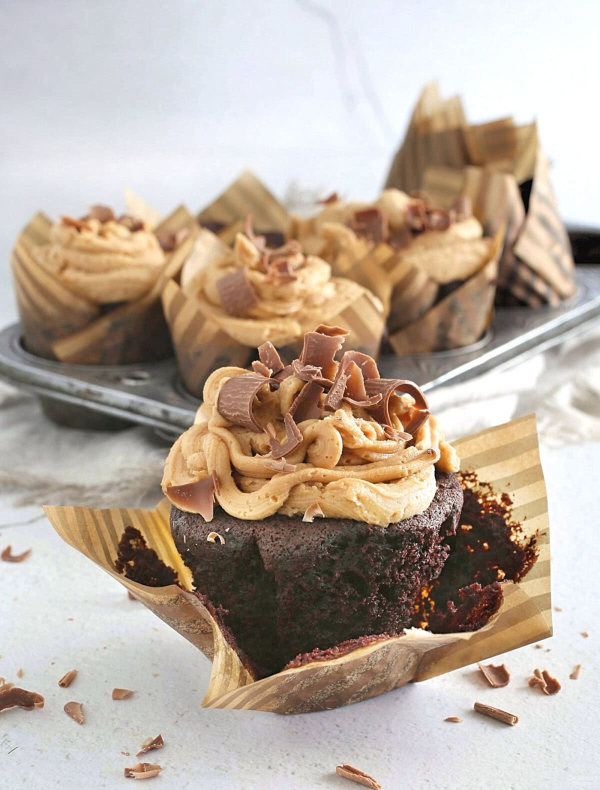 chocolate cupcake with peanut butter frosting