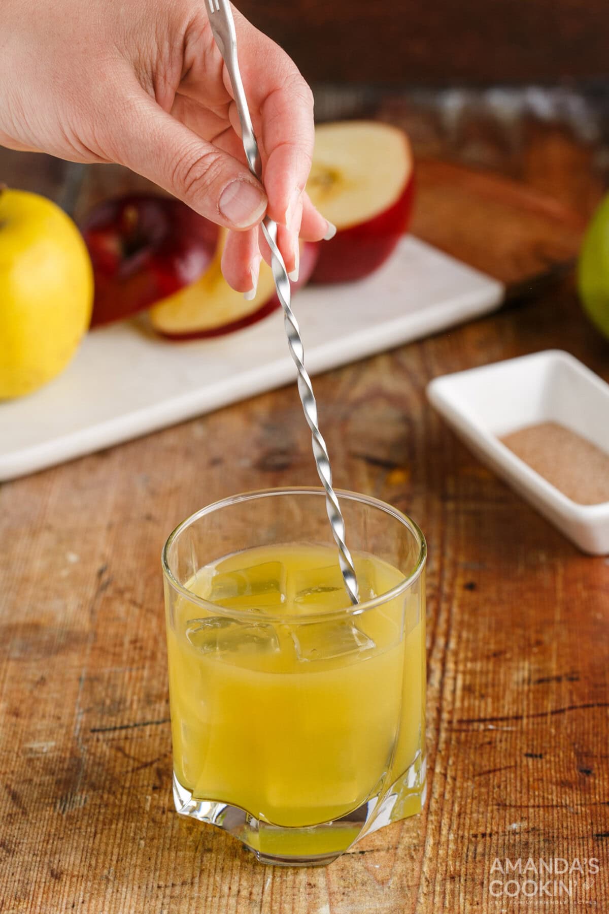 hand stirring cocktail