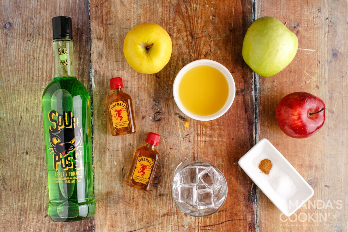 ingredients for making a Cinnamon Applesauce Cocktail