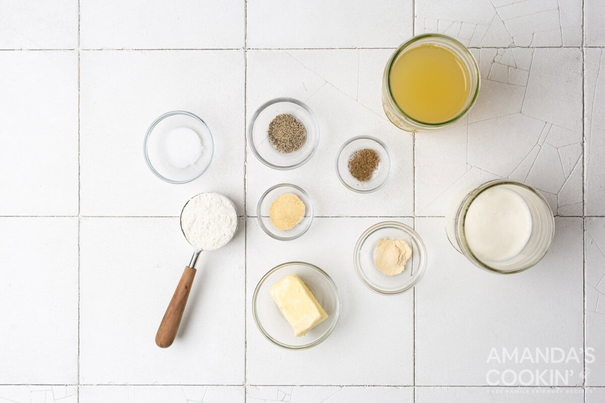 ingredients for making Homemade Cream of Chicken Soup