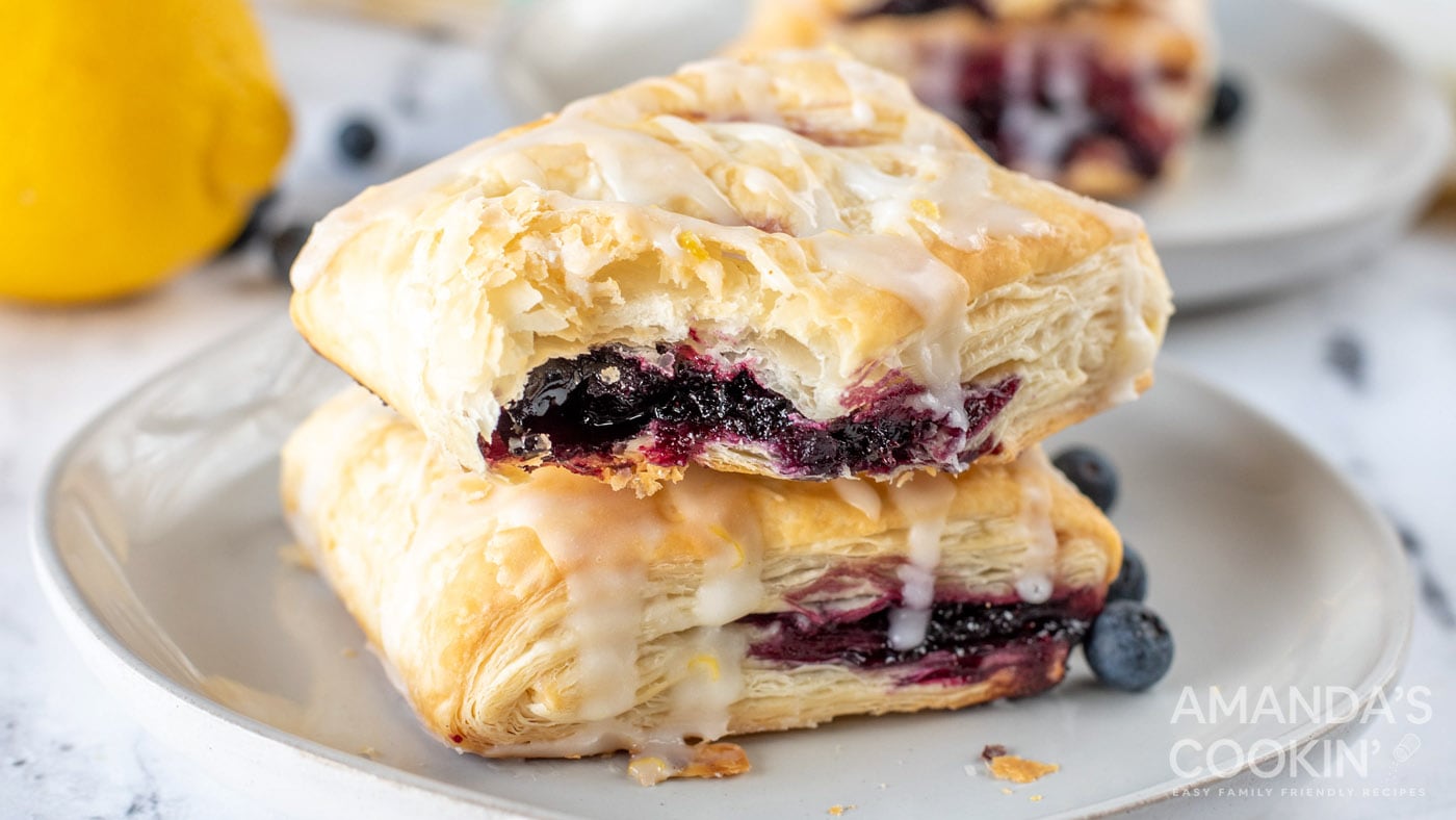 Bright and zesty lemon paired with sweet ripe blueberries all bundled inside a soft and flaky dough 