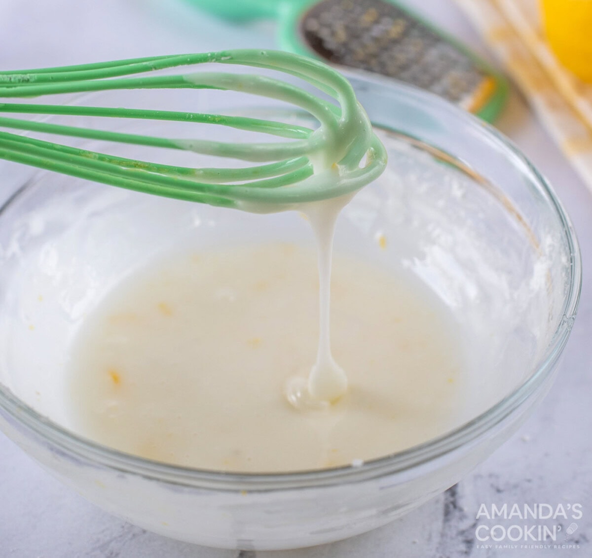 whisk with glaze